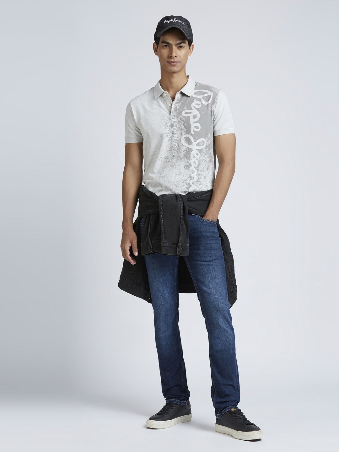 

Pepe Jeans Men Typography Printed Polo Collar Cotton T-shirt, White