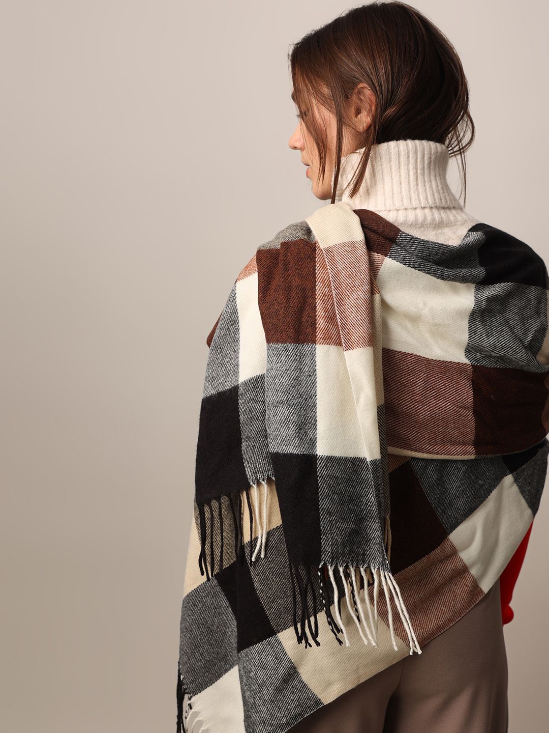 

ONLY Women Checked Scarf, Black