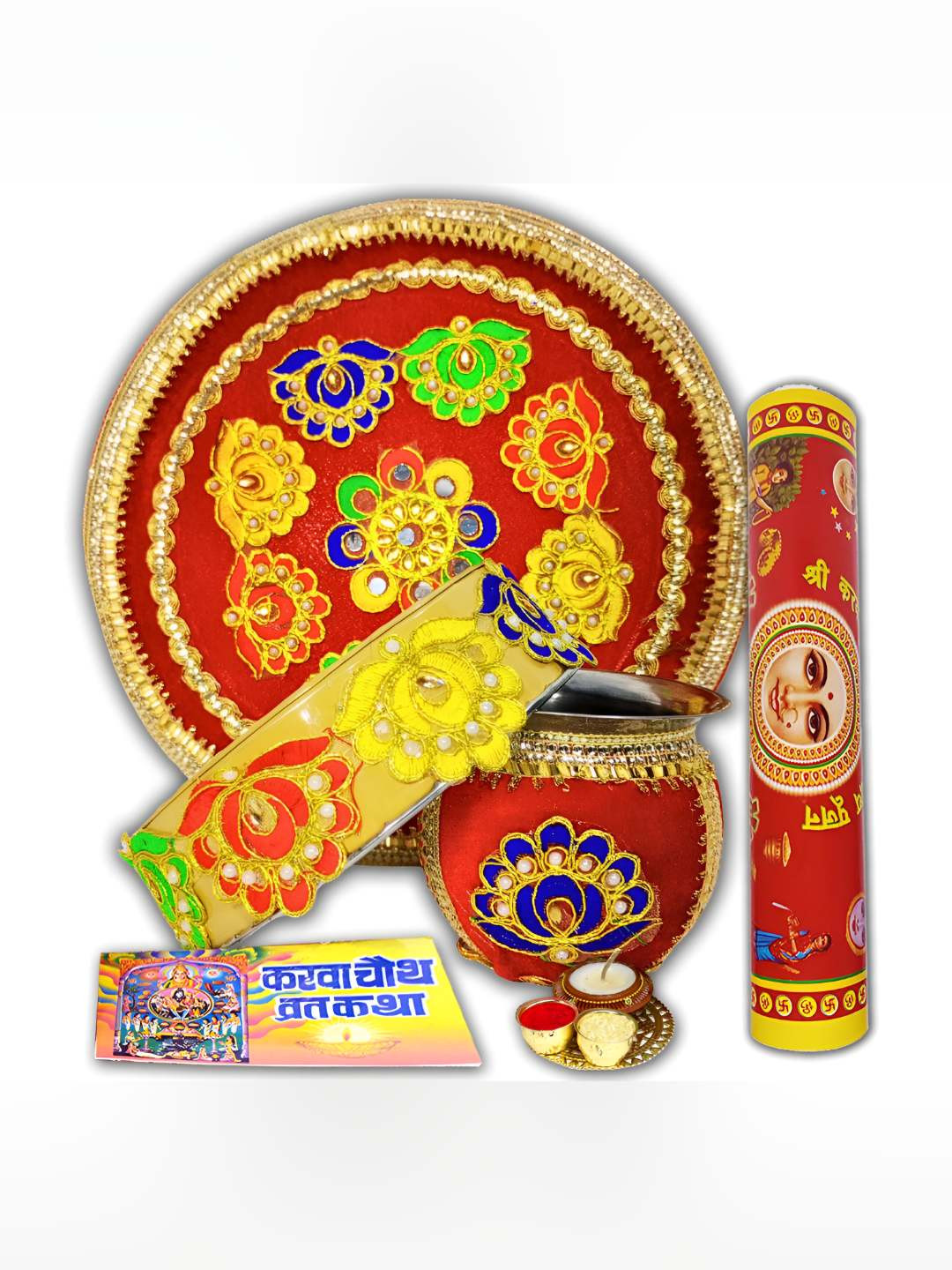

ME & YOU Red & Yellow Karwa Chauth Pooja Thali Set