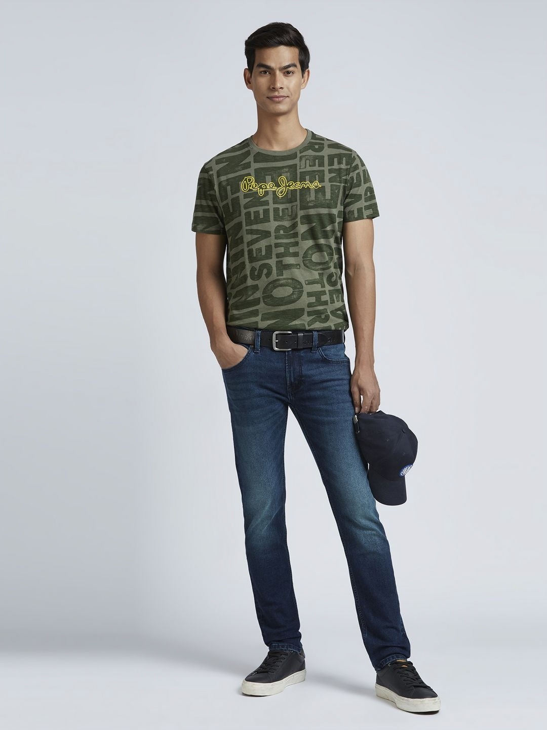 

Pepe Jeans Men Typography Printed Round Neck Pure Cotton T-shirt, Green