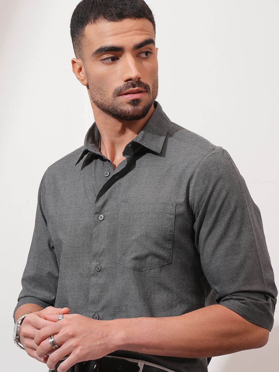 

Locomotive Luxe Men Solid Shirt, Grey