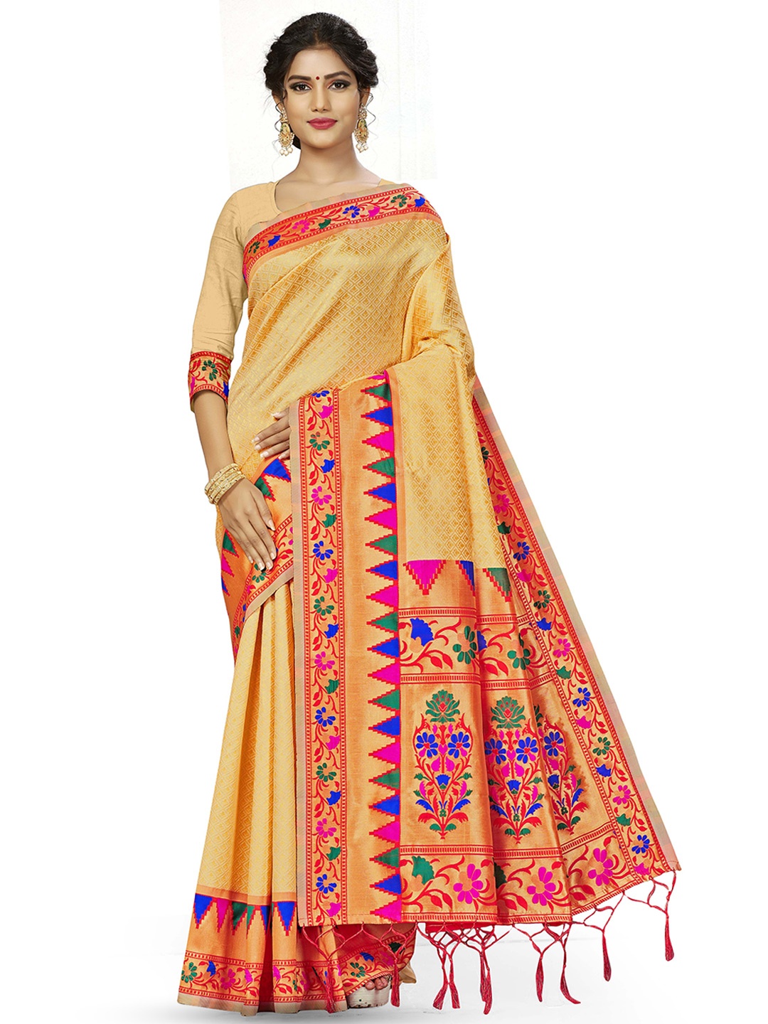 

Maroosh Woven Design Zari Banarasi Saree, Beige