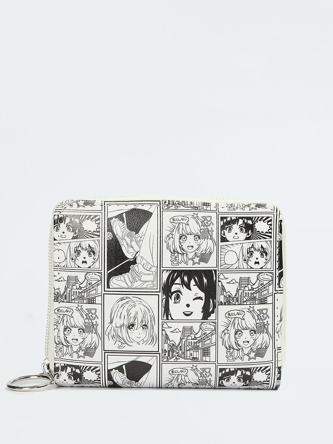 

max Women Printed PU Zip Around Wallet, Off white