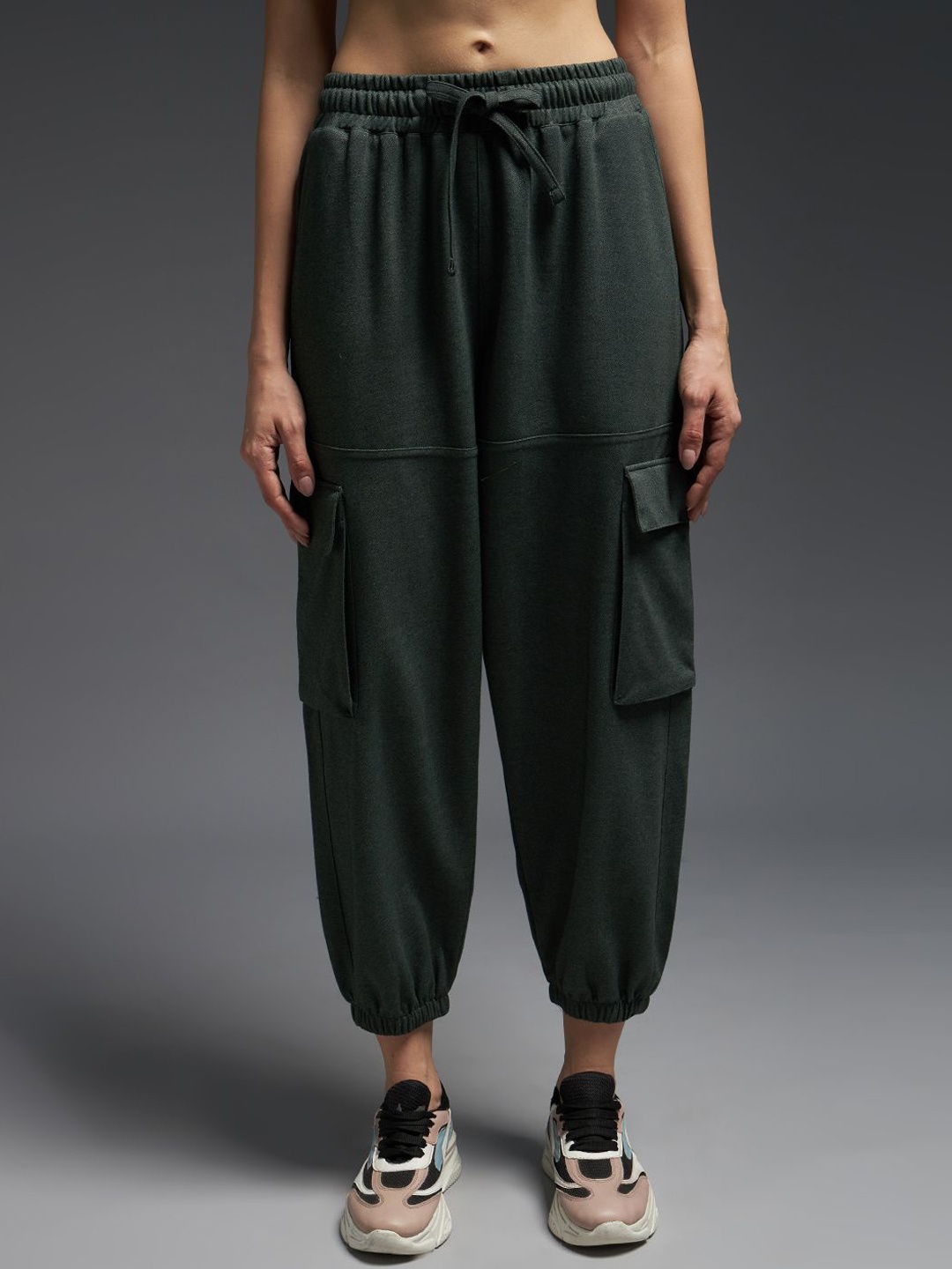

MKH Women Cotton Mid Rise Joggers, Olive