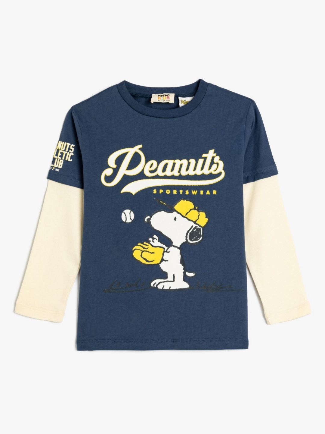 

Koton Boys Peanuts Graphic Printed Round Neck Cotton T-shirt, Navy blue