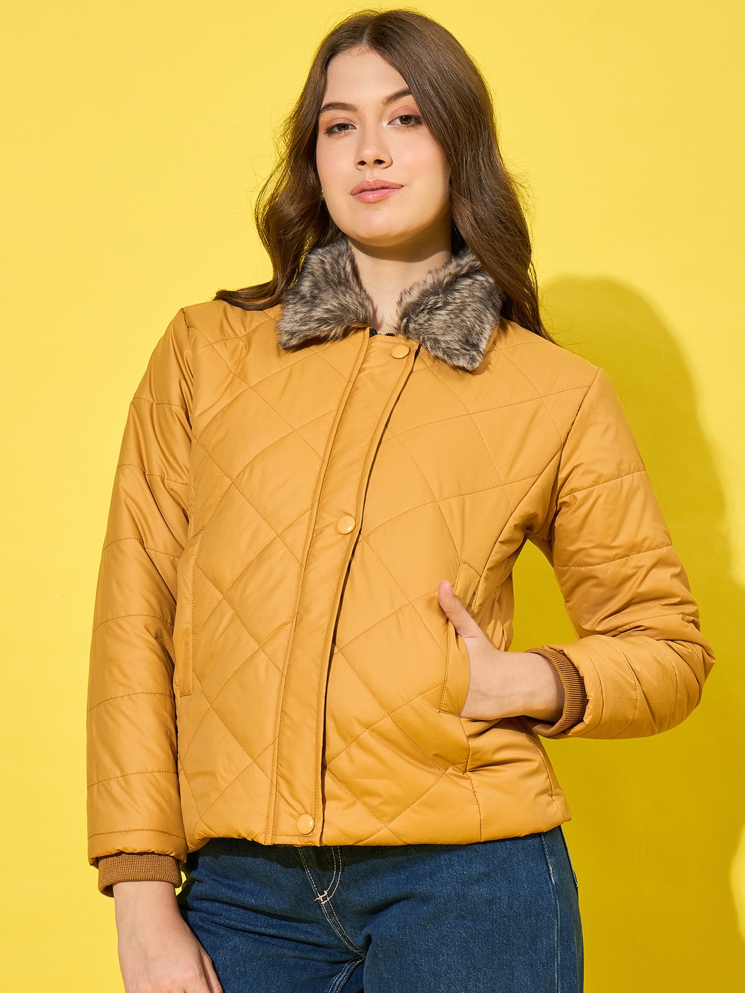 

BUY NEW TREND Women Lightweight Quilted Jacket, Mustard