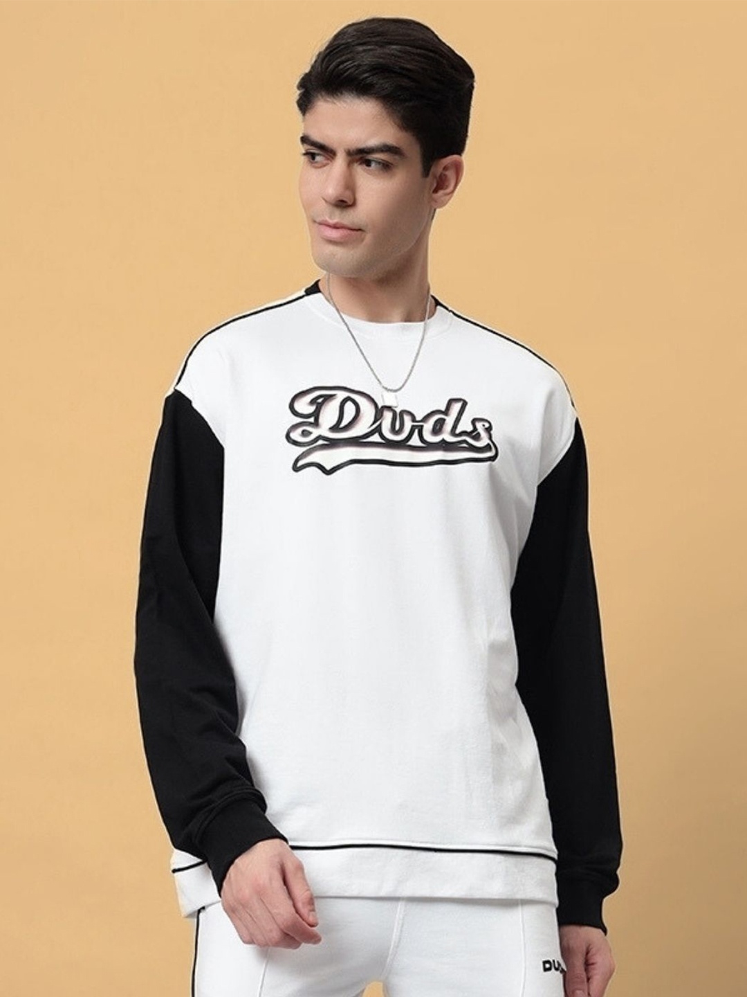 

WEARDUDS Men Typography Printed Round Neck Cotton Pullover Sweatshirt, White