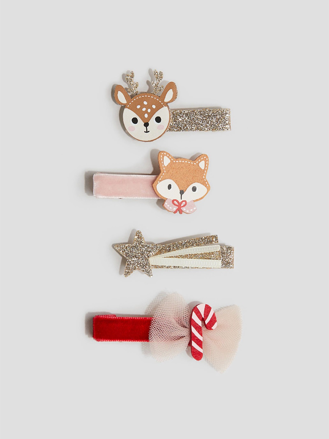 

H&M Girls Pack Of 4 Hair Clips, Red