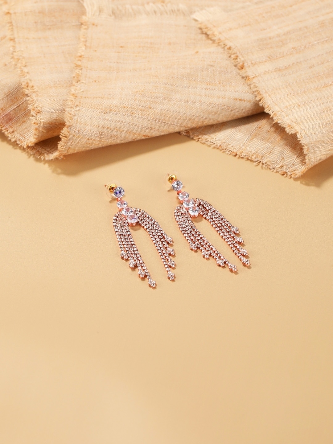 

KPOP Rose Gold-Plated Contemporary Rhinestone Drop Earrings