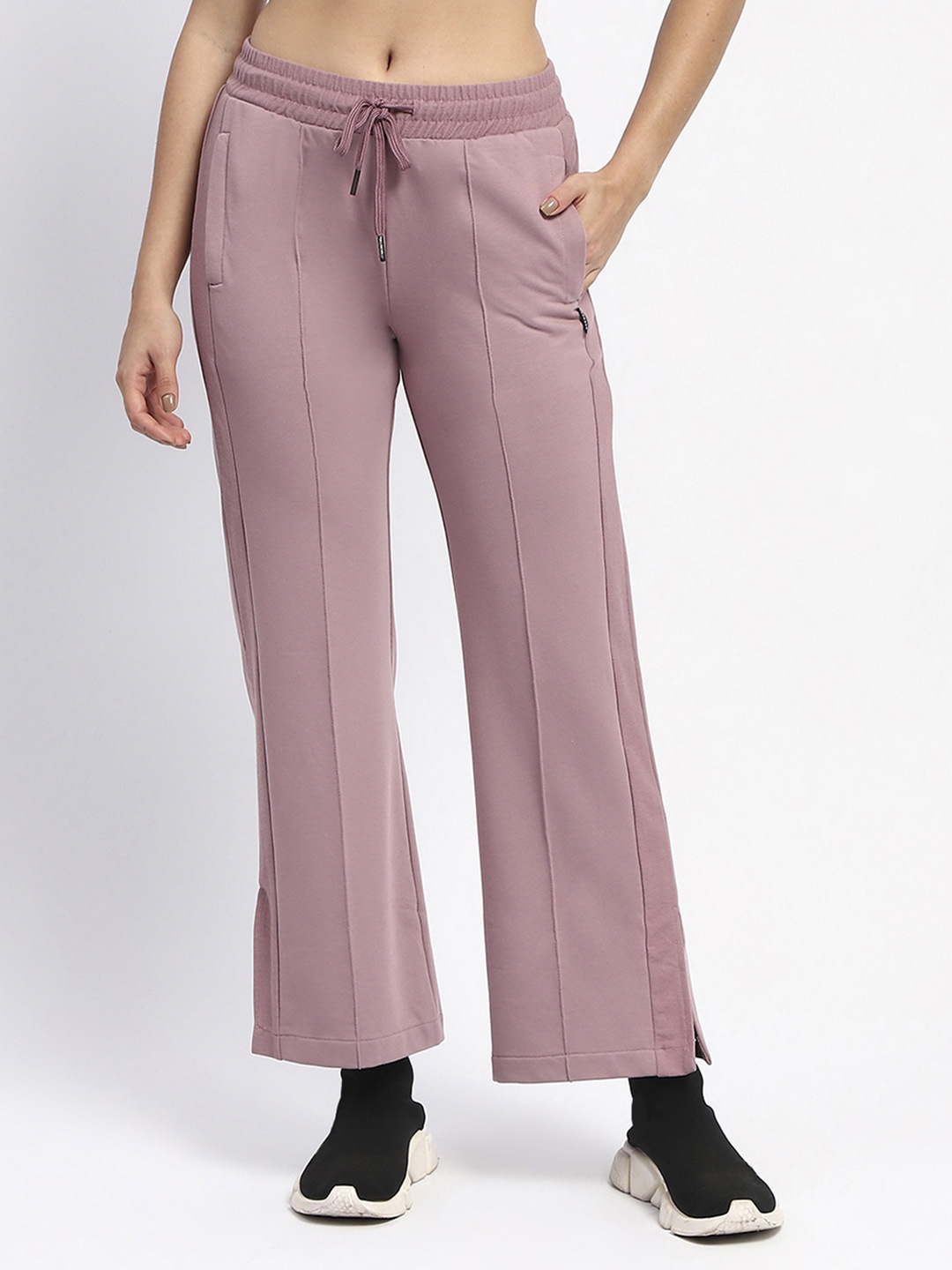 

MADAME M SECRET Women Mid-Rise Track Pants, Lavender