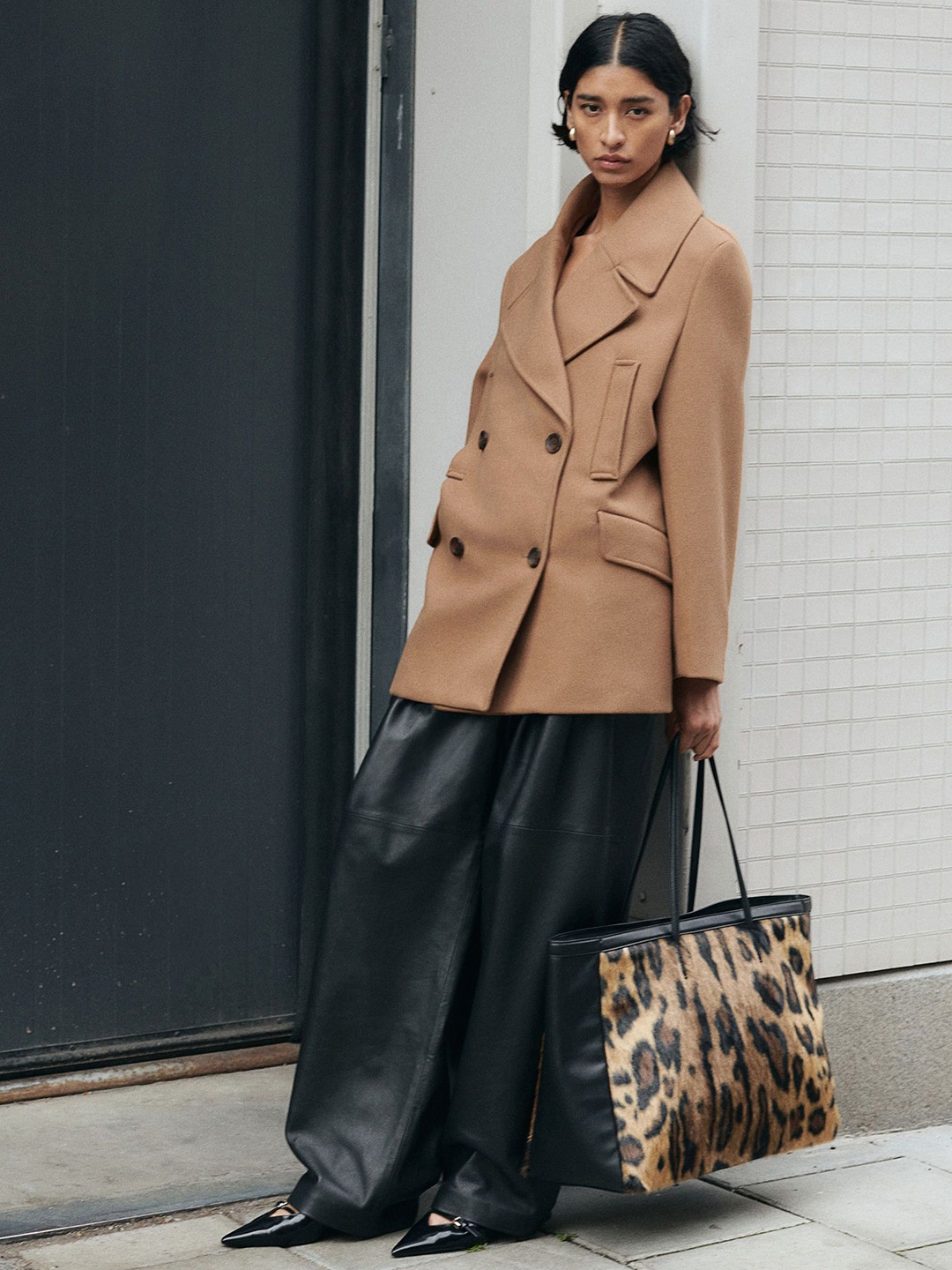 

H&M Double Breasted Pea Coats, Beige