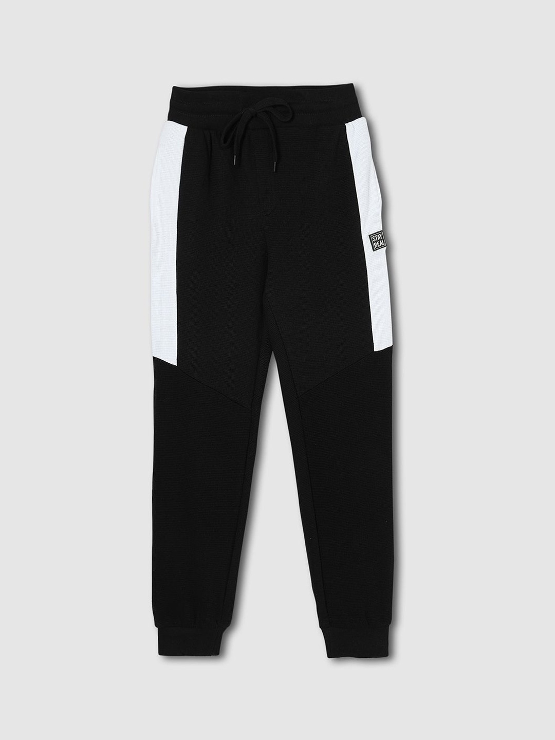 

max Boys Pure Cotton Mid Rise Joggers, Black