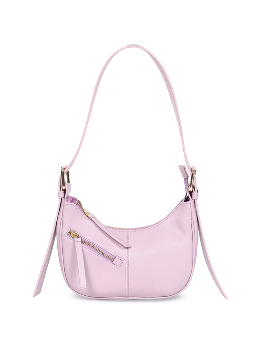 

White Lily PU Half Moon Handheld Bag, Purple