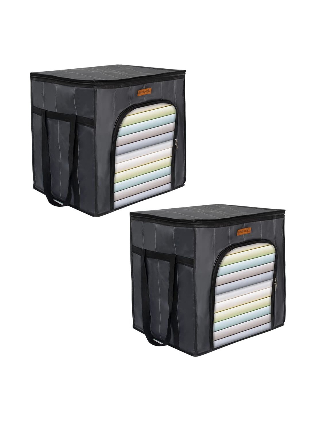 

prettykrafts Grey & Black 2 Pieces Reusable Multi-Utility Organisers