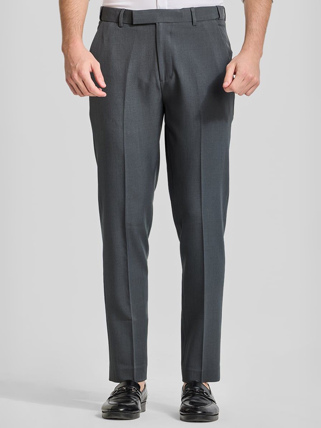 

Snitch Men Solid Regular Trousers, Grey