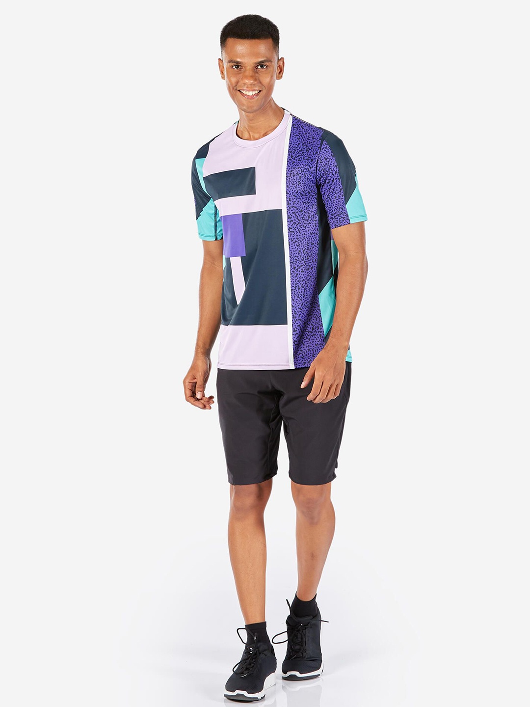 

Domyos By Decathlon Men Abstract Printed Round Neck T-shirt, White