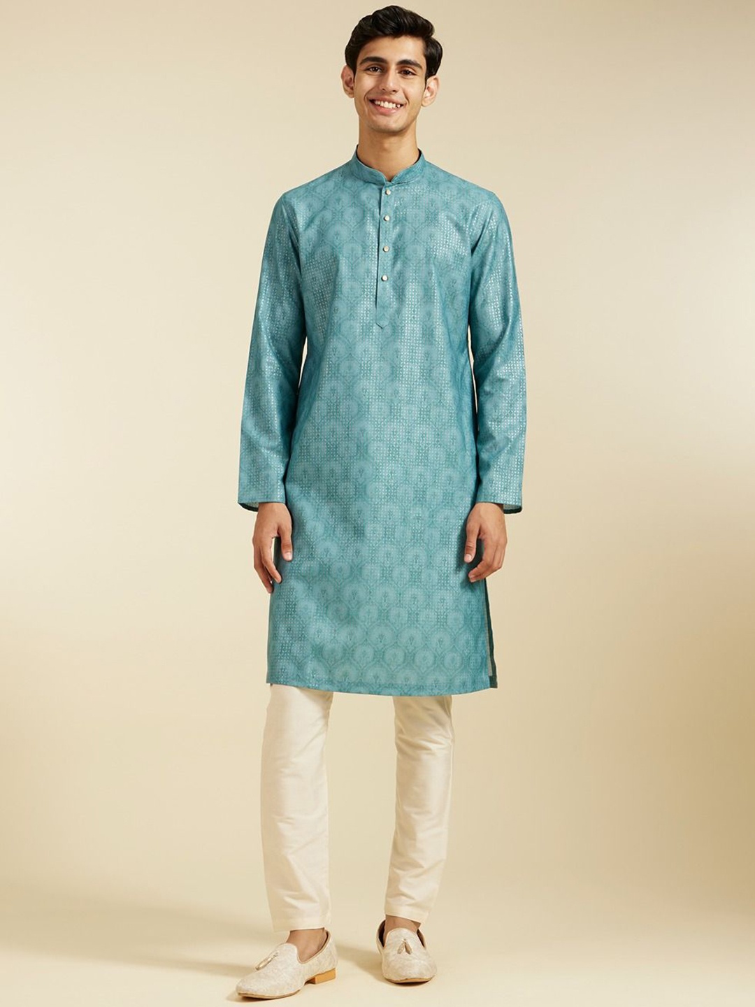 

Diwas by Manyavar Men Printed Straight Kurta, Green