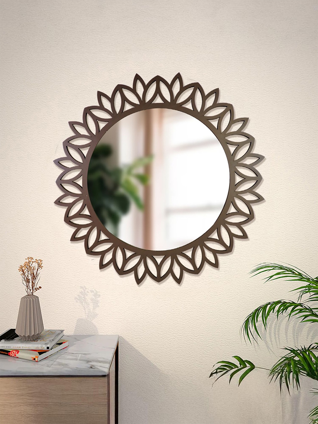 

Ekhasa Brown & Transparent Decor Wooden Wall Mirror