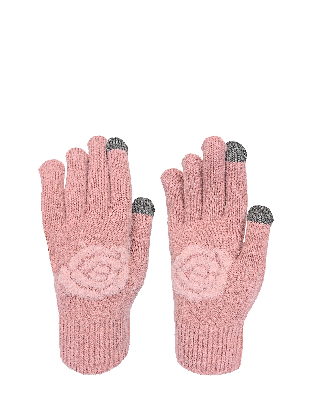 

LOOM LEGACY Women Patterned Acrylic Touchscreen Gloves, Pink