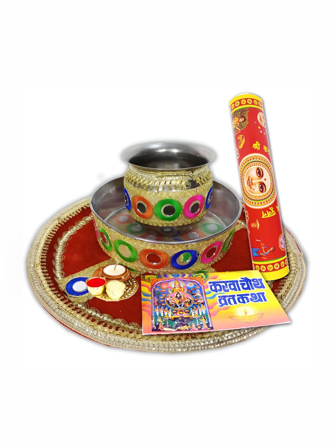 

ME & YOU Red & Yellow Karwa Chauth Puja Thali