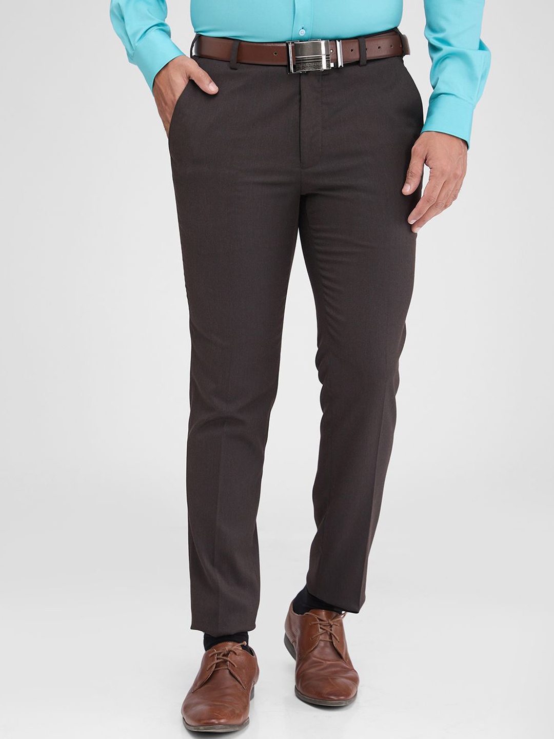 

Park Avenue Men Slim Fit Mid-Rise Formal Trousers, Brown