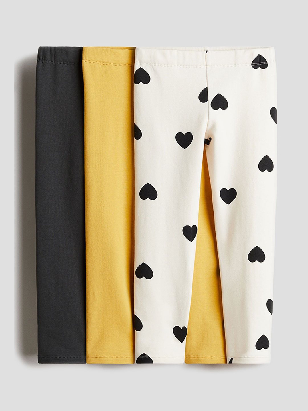 

H&M Girls 3-Pcs Heavy Jersey Leggings, Yellow