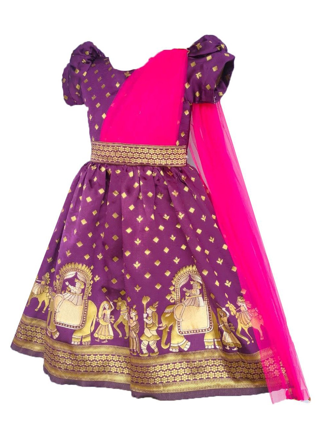 

Kids Girls BAESD Embellished Puff Sleeve A-Line Dress, Purple