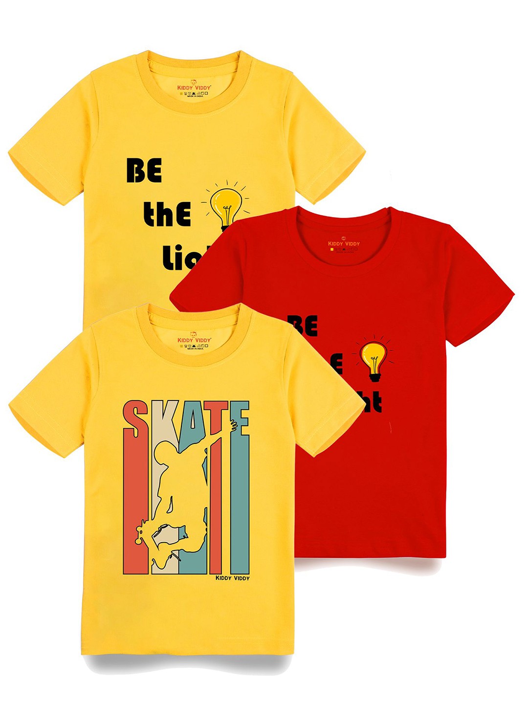 

AUSK Boys Pack Of 3 Graphic Printed Round Neck Cotton T-shirts, Red