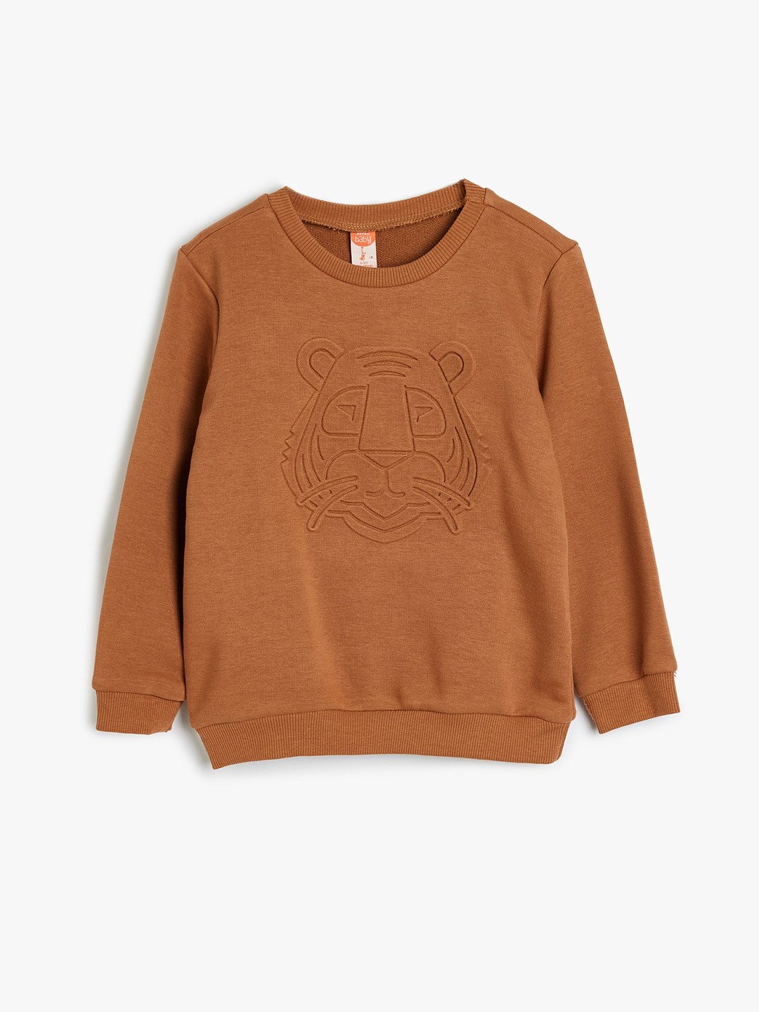 

Koton Boys Graphic Self Design Round Neck Cotton Pullover Sweatshirt, Brown