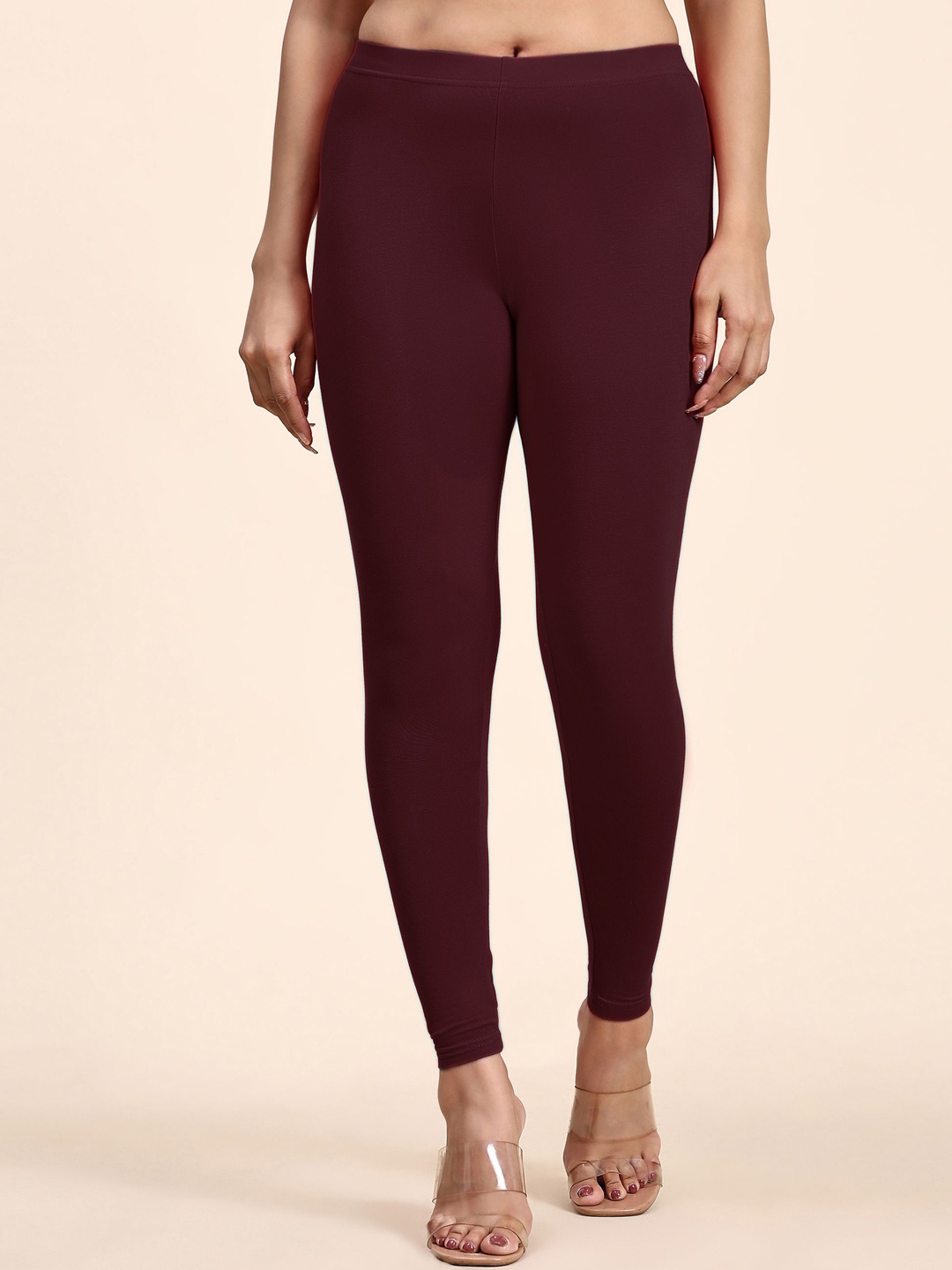 

Outflits Women Ankle-Length Leggings, Maroon