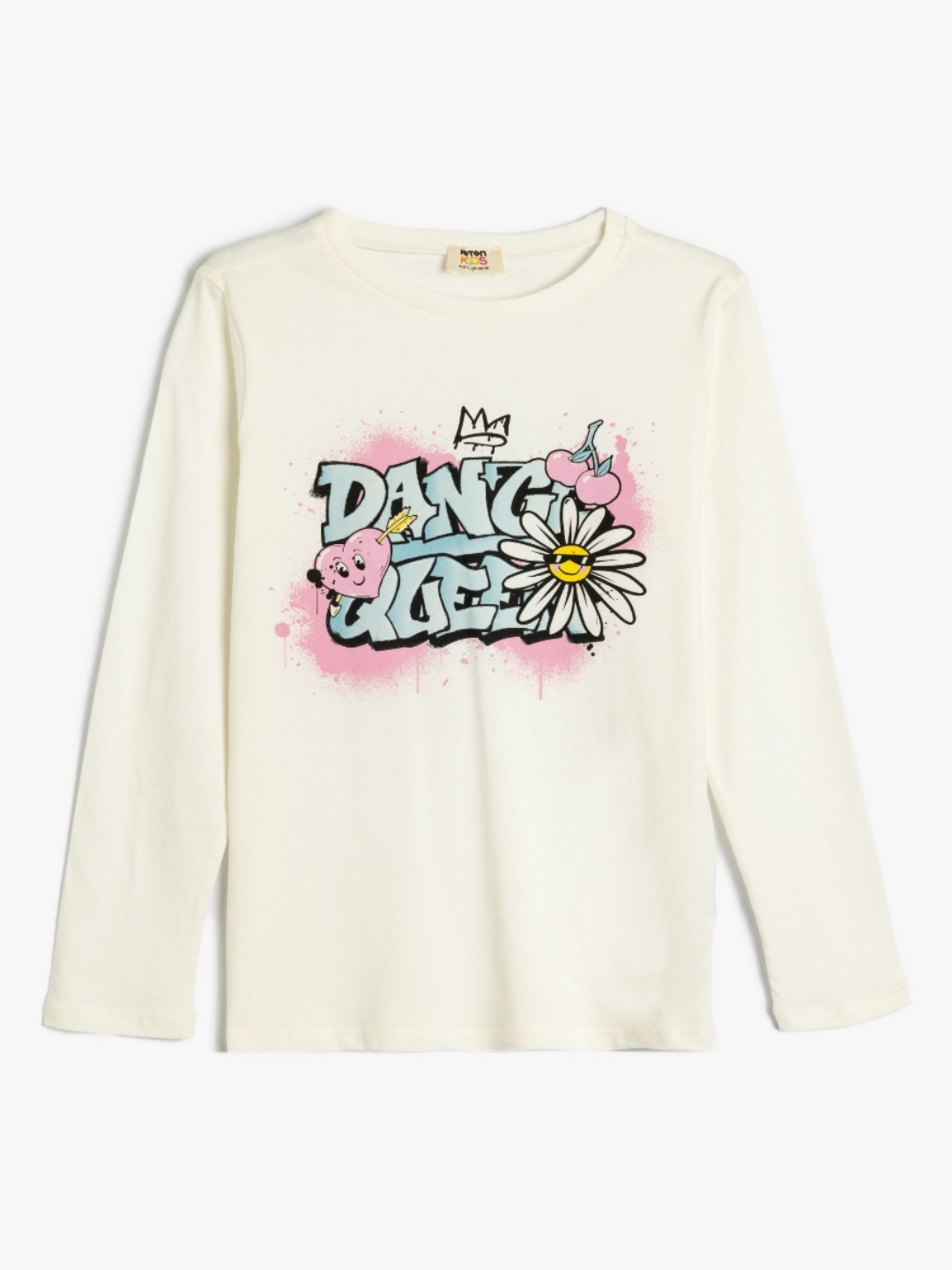 

Koton Girls Graphic Printed Round Neck Cotton T-shirt, White