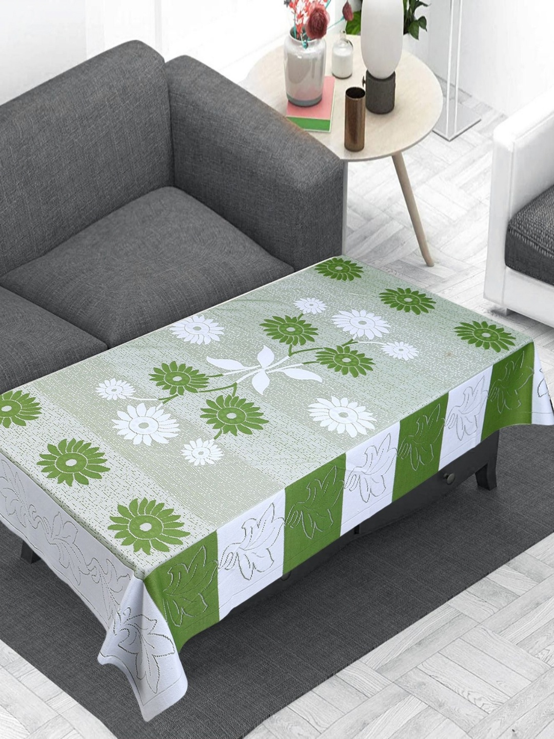 

LooMantha Green Floral Anti-Skid Cotton 4-Seater Table Cover