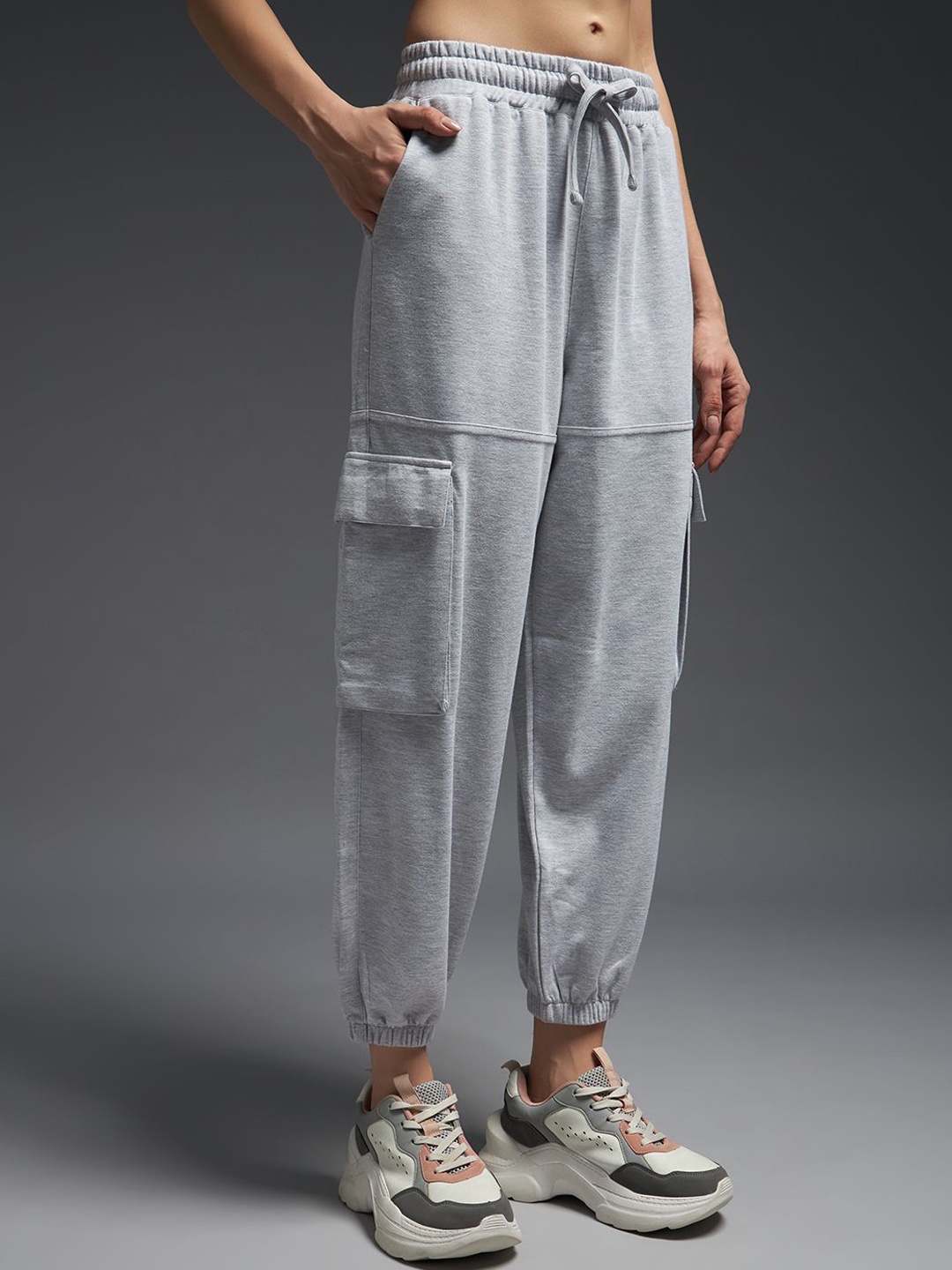 

MKH Women Cotton Mid-Rise Joggers, Grey