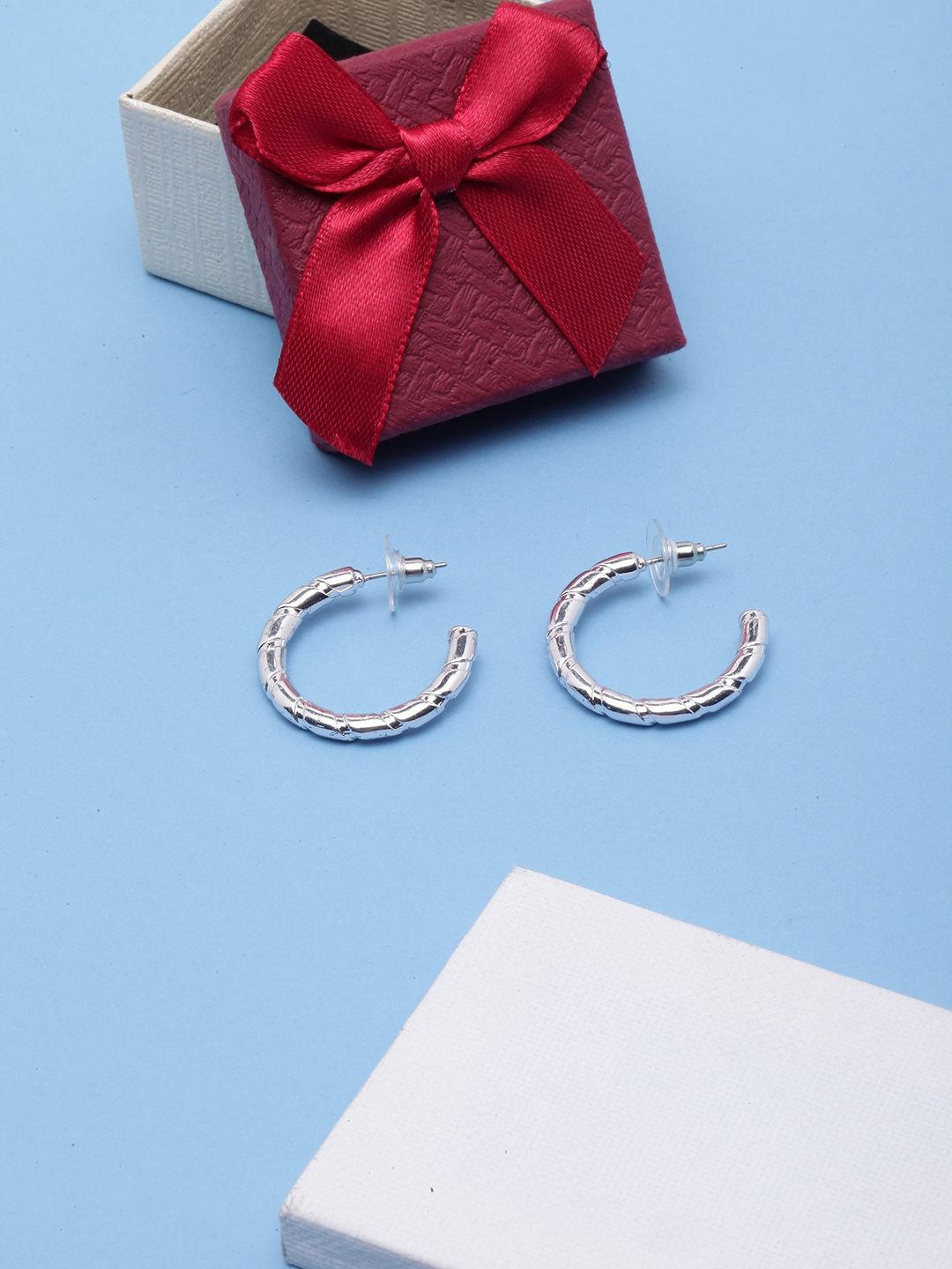 

KPOP Circular Half Hoop Earrings, Silver