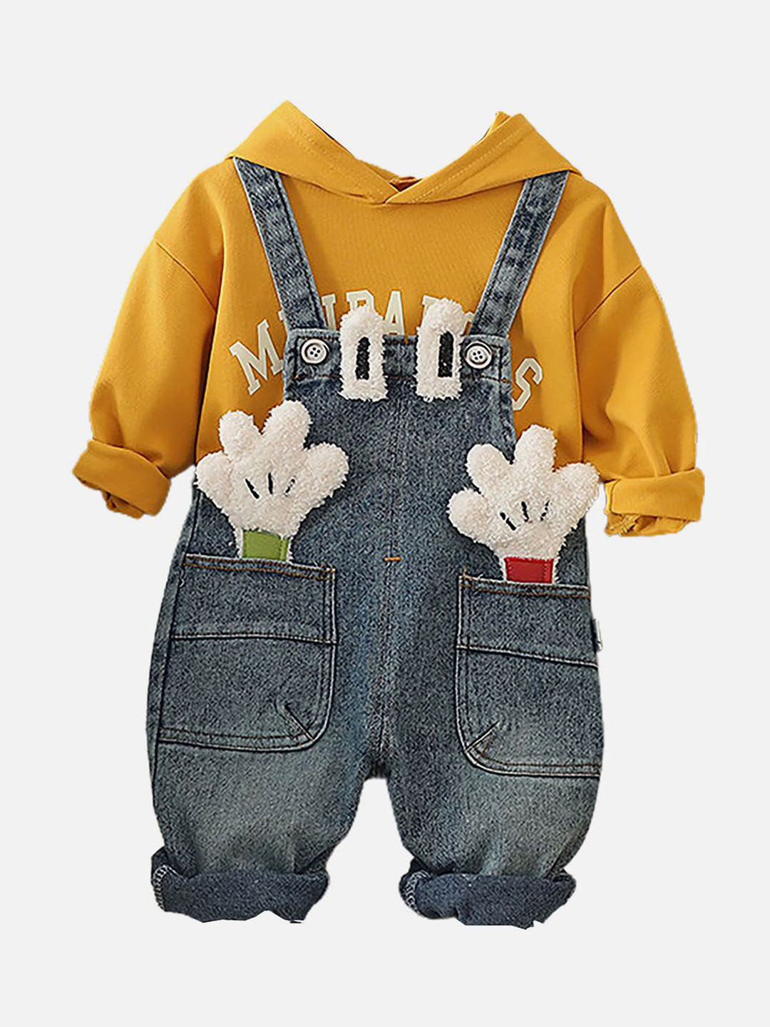 

Little Surprise Box LLP Kids Printed Dungarees With T-Shirt, Yellow