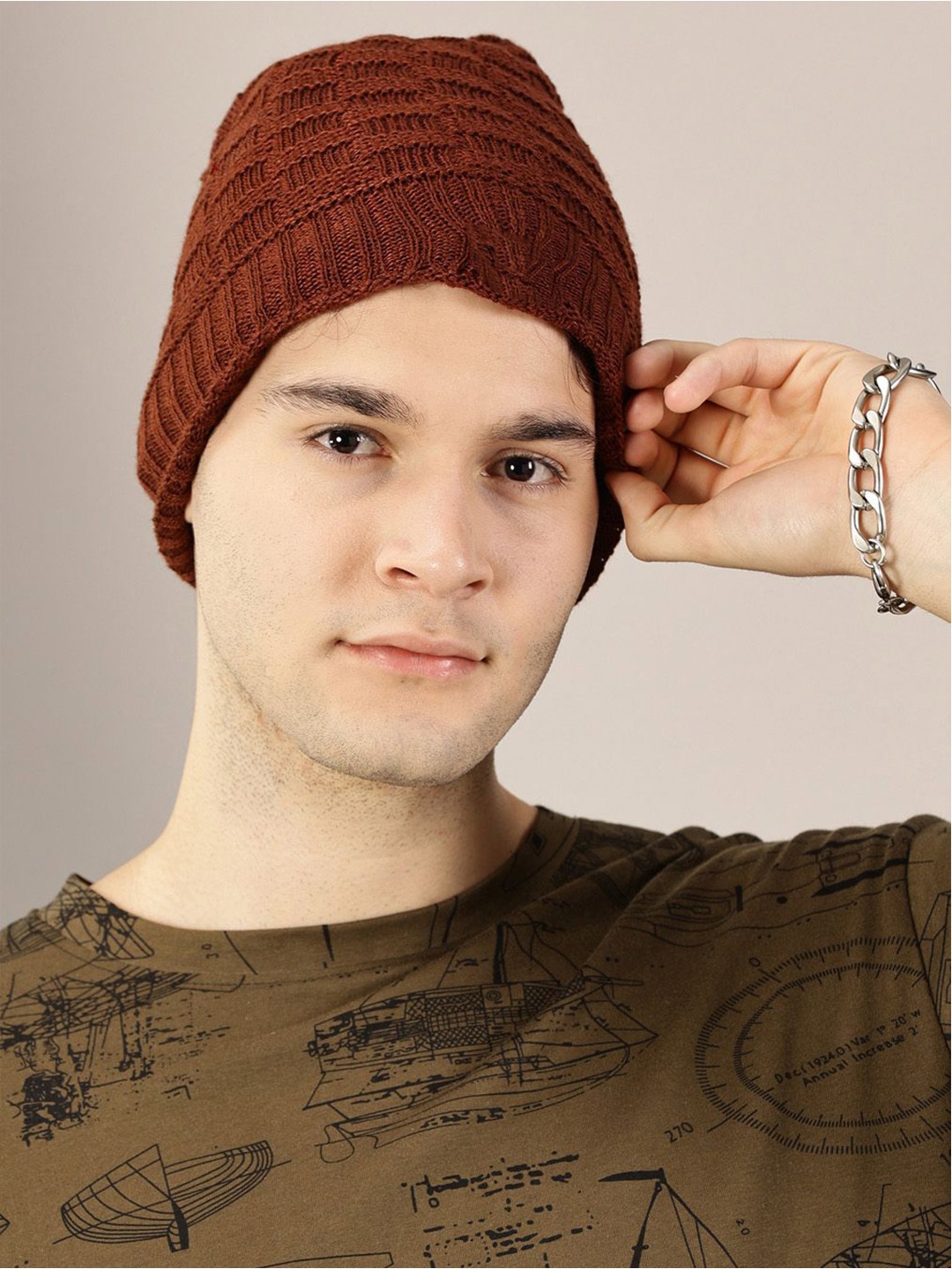 

Rodzen Men Woollen Beanie, Brown