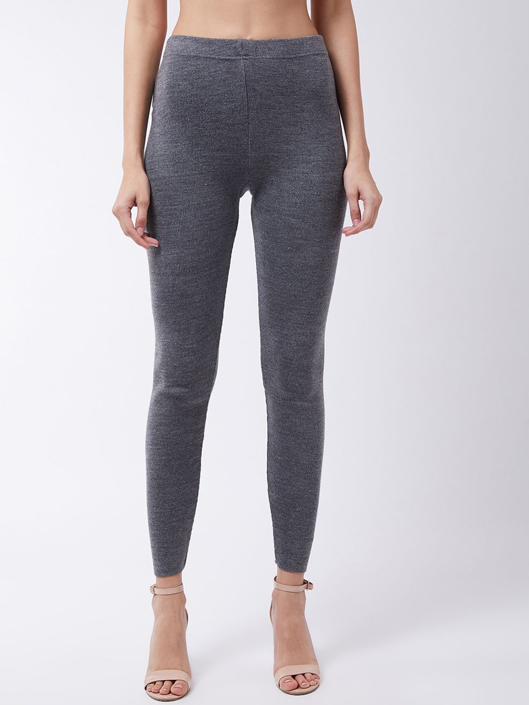 

RVK Women Slim-Fit Ankle-Length Leggings, Grey