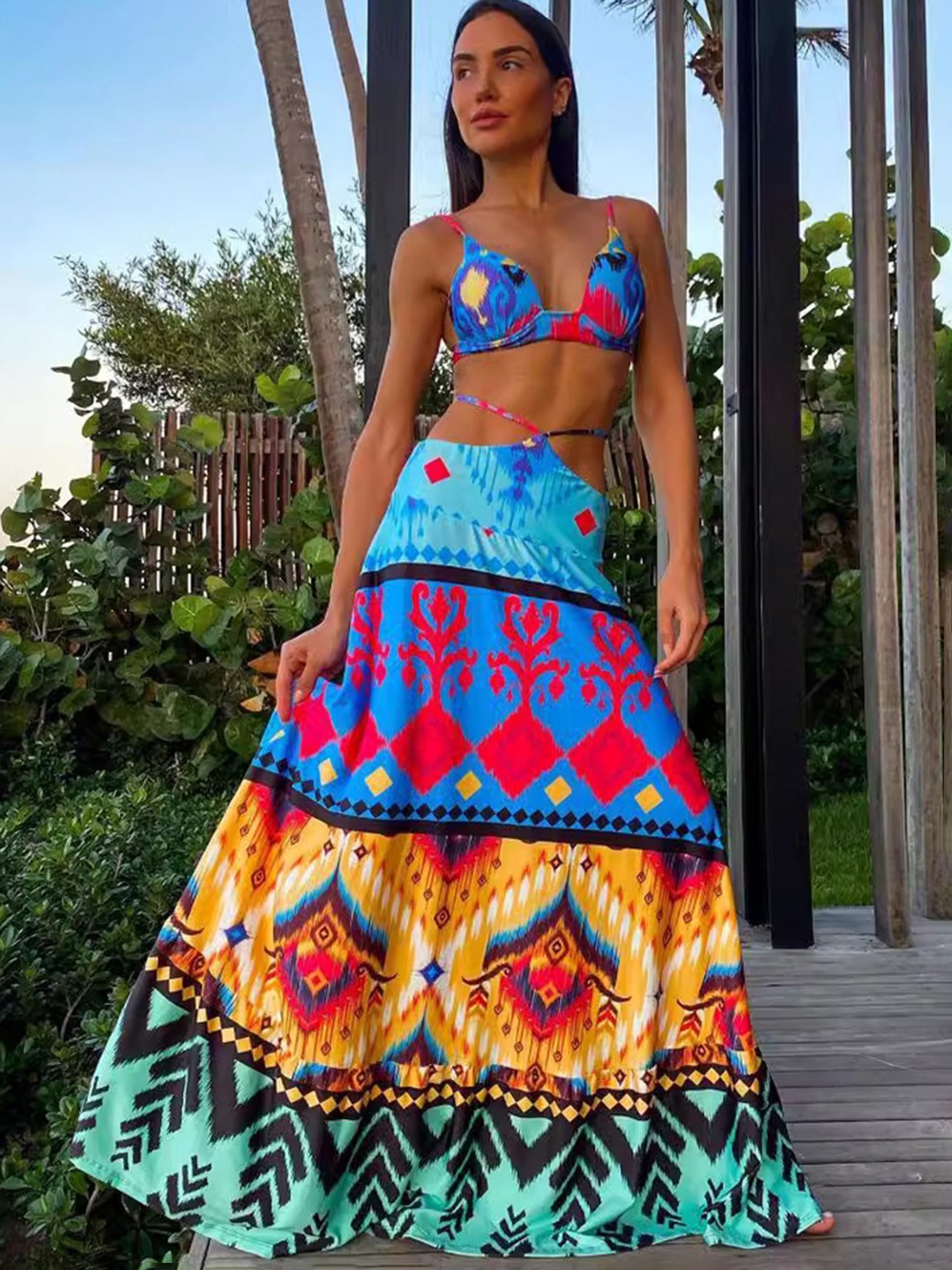 

LULU & SKY Printed Top With Skirt Co-Ords, Blue