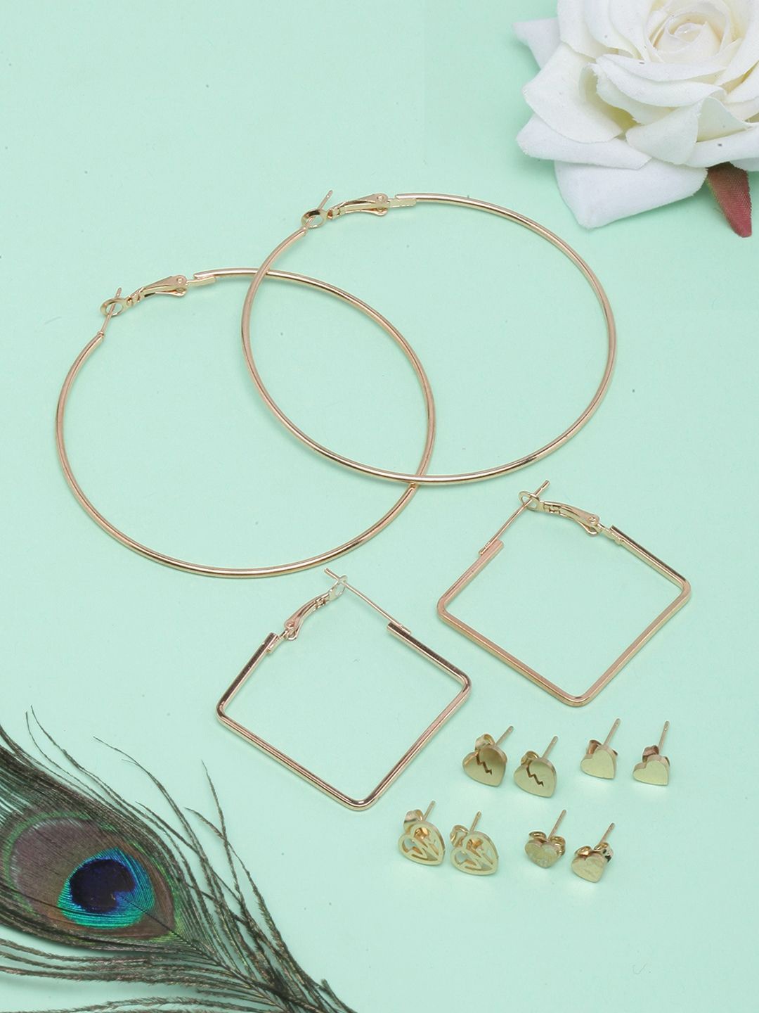 

KPOP Set Of 6 Gold-Plated Contemporary Drop Earrings