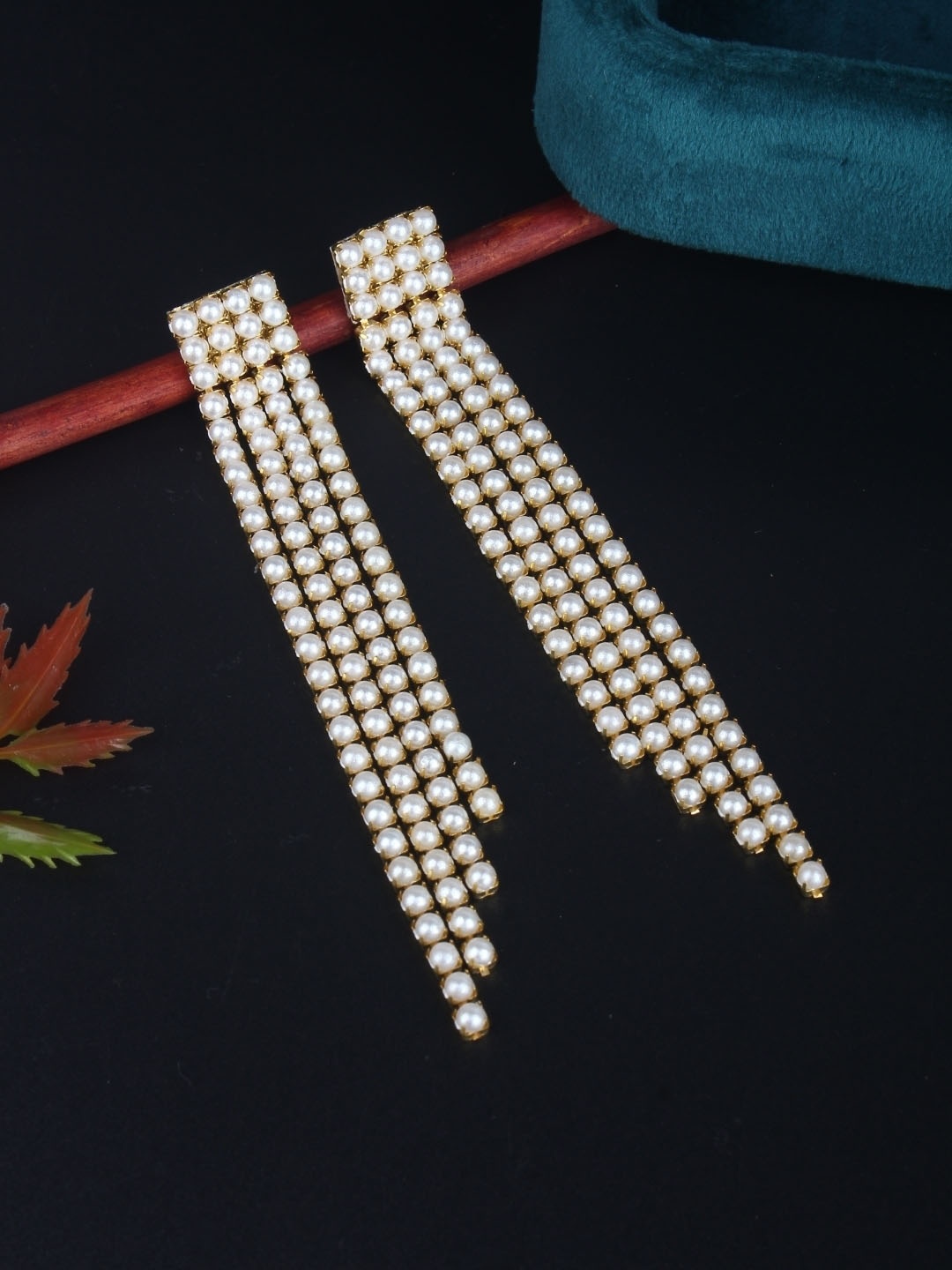

KPOP Gold-Plated Contemporary Rhinestone Studded Drop Earrings