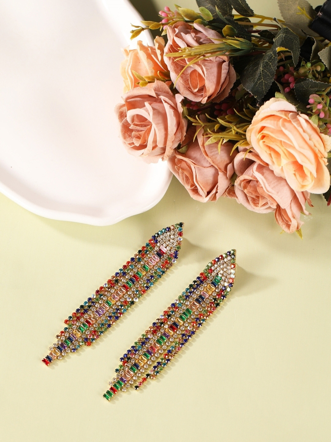 

KPOP Gold-Plated Rhinestone Studded Contemporary Drop Earrings