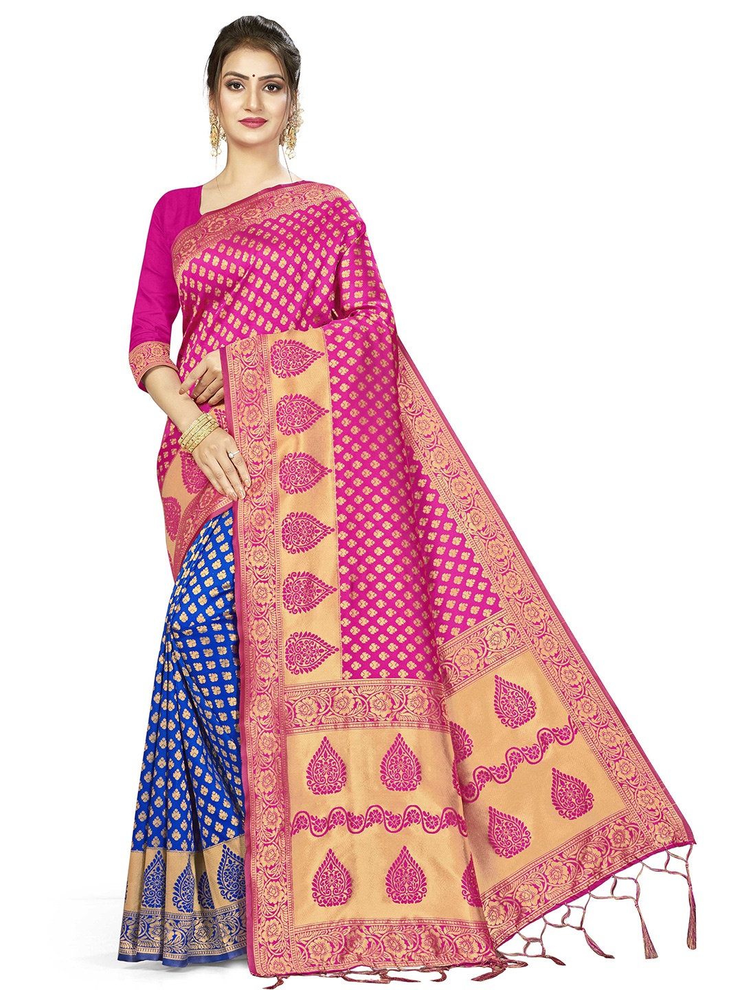 

Maroosh Woven Design Zari Banarasi Saree, Pink