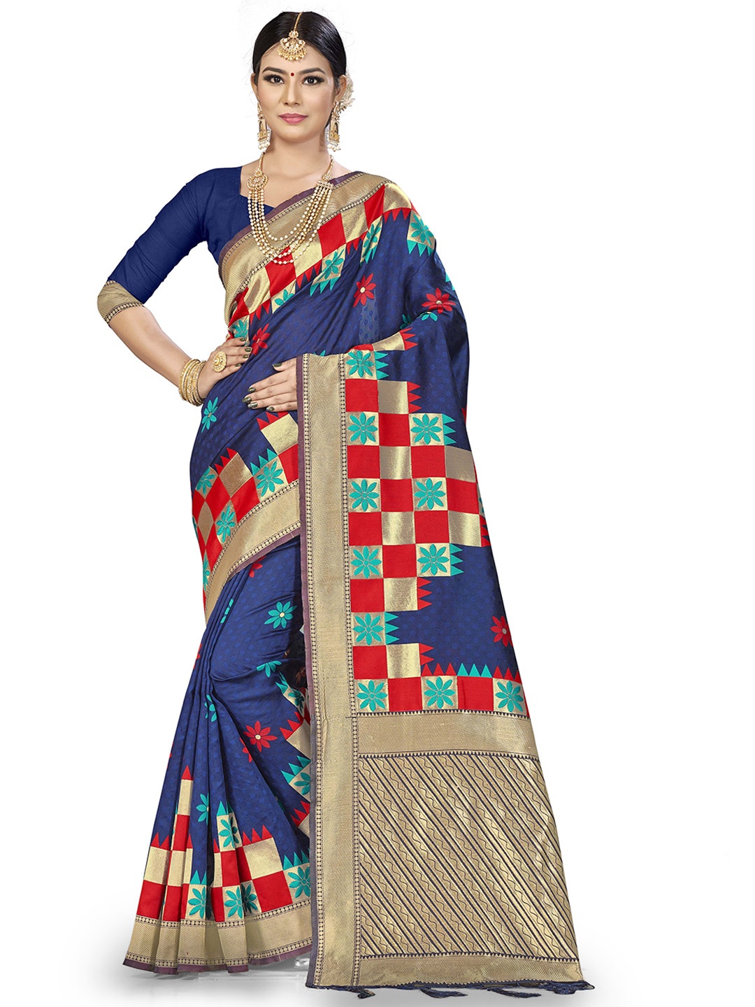 

Maroosh Woven Design Zari Banarasi Saree, Navy blue