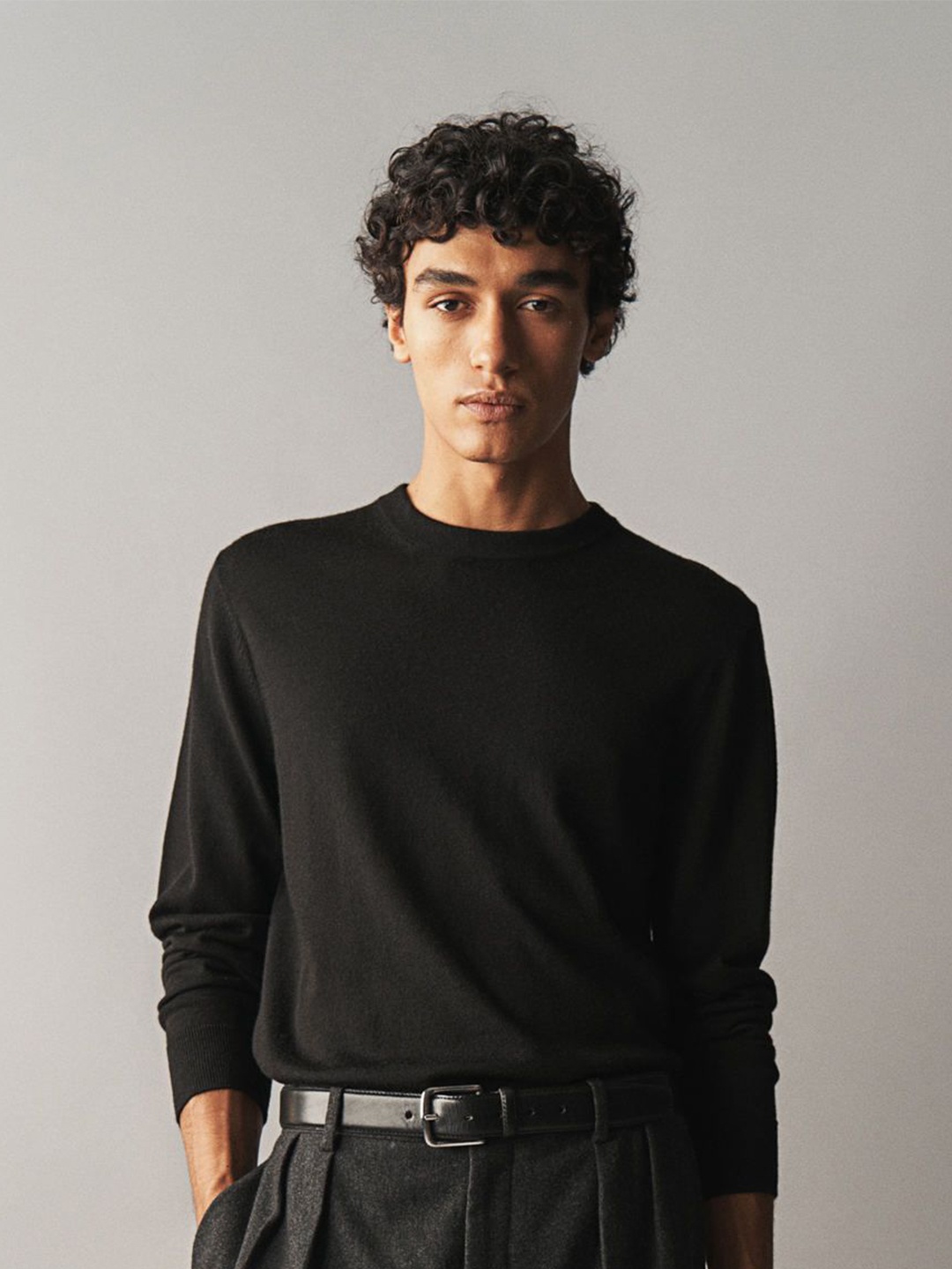 

H&M Slim Fit Wool Jumper, Black
