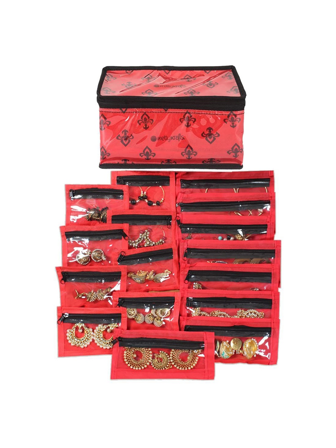 

prettykrafts Red & Black Reusable Jewellery Organiser