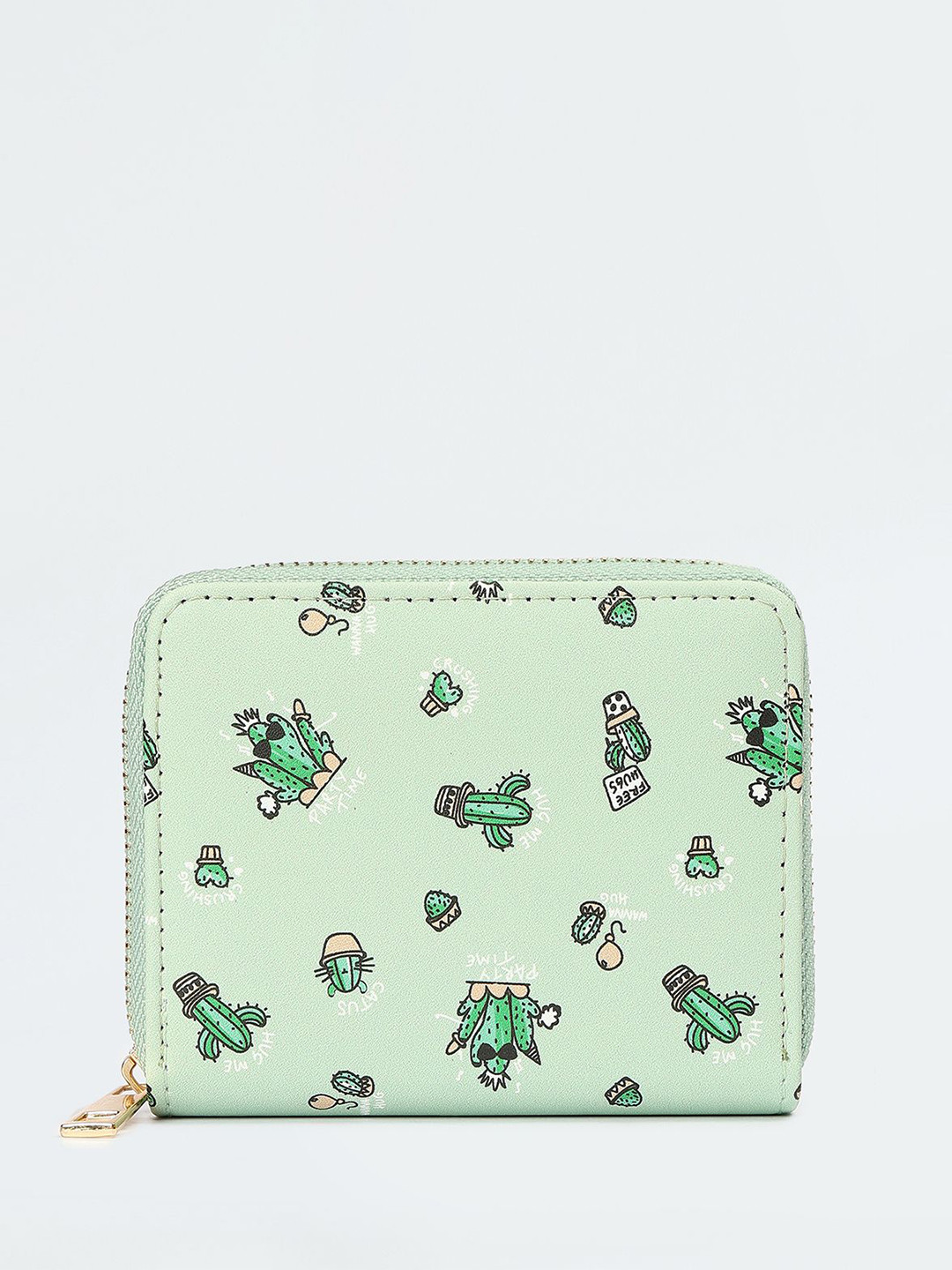 

max Women Printed PU Zip Around Wallet, Green