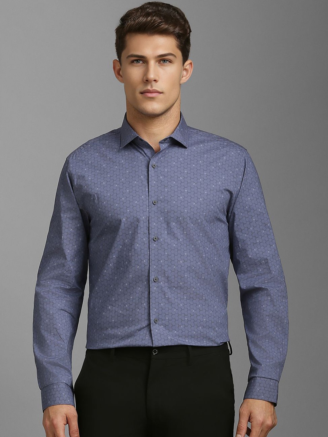 

Louis Philippe Sport Men Super Slim Fit Abstract Printed Casual Shirt, Navy blue