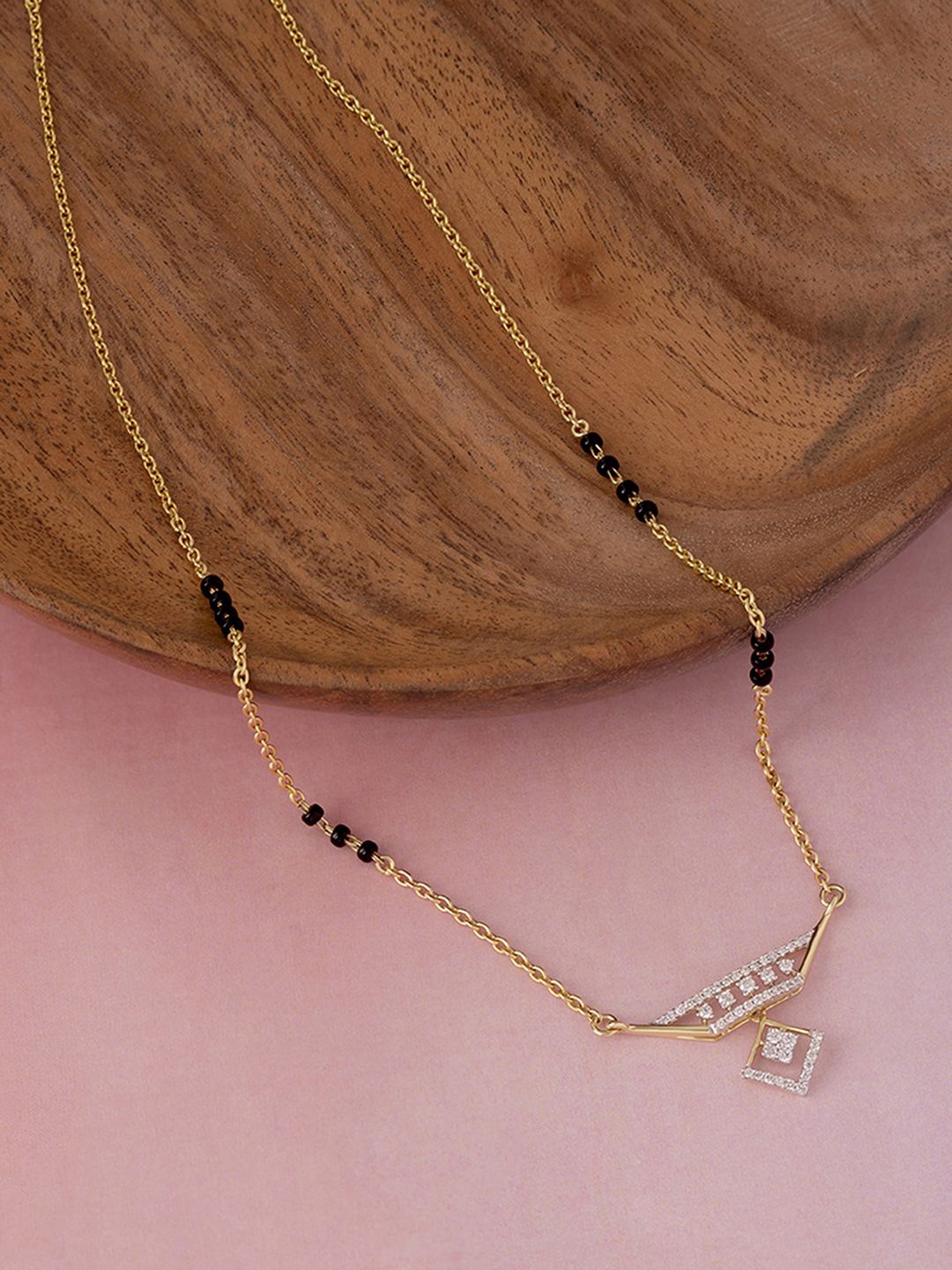 

Mia by Tanishq Women 14KT Gold Diamond-Studded Mangalsutra-4.498 g