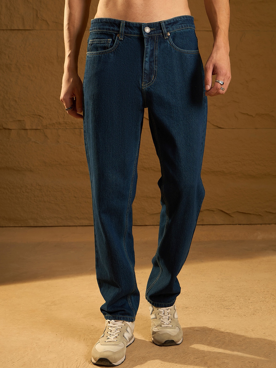 

DENNISON Korean Baggy Fit Heavy Fade Jeans, Blue