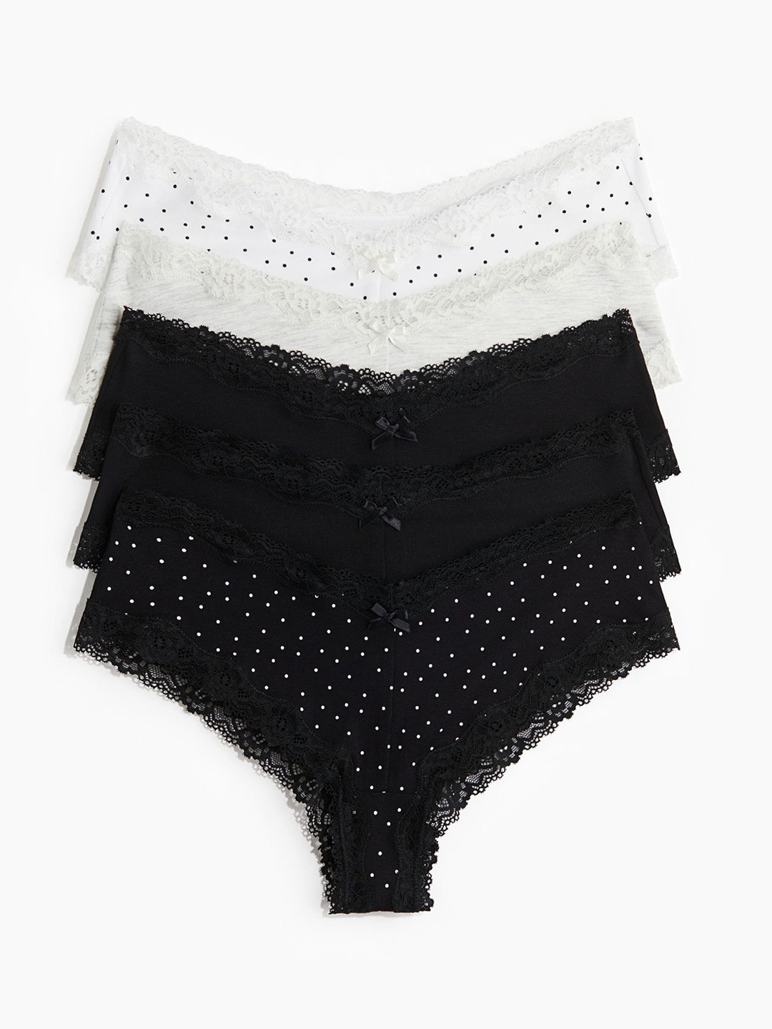 

H&M Women Pack Of 5 Printed Hipster Briefs 1207507012, Black